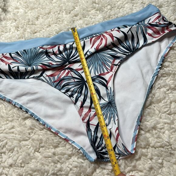 Plus Size High Waisted Blue and Pink Floral Bikini Swim Suit Beach Tropcial ZZ26 - Picture 8 of 14
